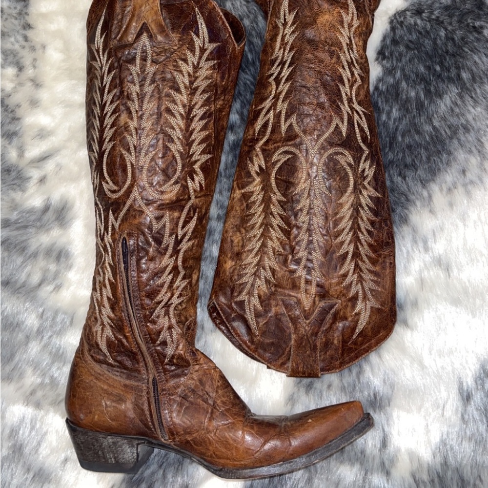 Old Gringo Brown Embroidered Leather Heeled Cowboy Boots